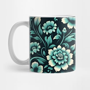 Sky Blue Floral Illustration Mug